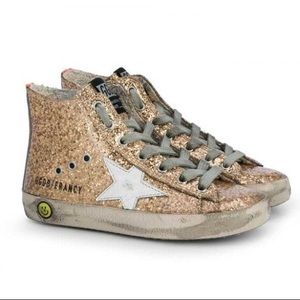 Golden Goose  Gold Sequin Hi-Top Sneakers NEW
